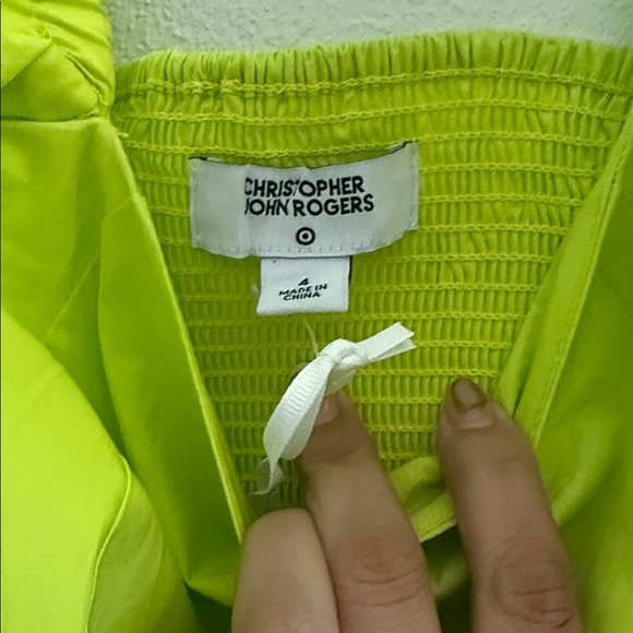 Chic Lime Green Puff Sleeve Midi Dress - Picture 3 of 4